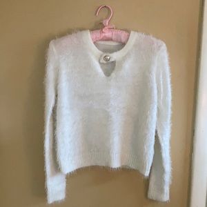 White Fuzzy Sweater Stretch